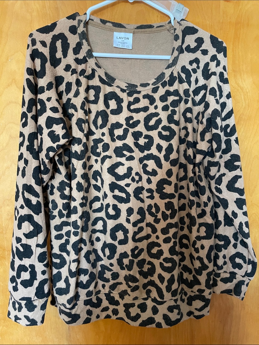 Lavon Leopard Print Long Sleeve Sweatshirt - Tan/Black